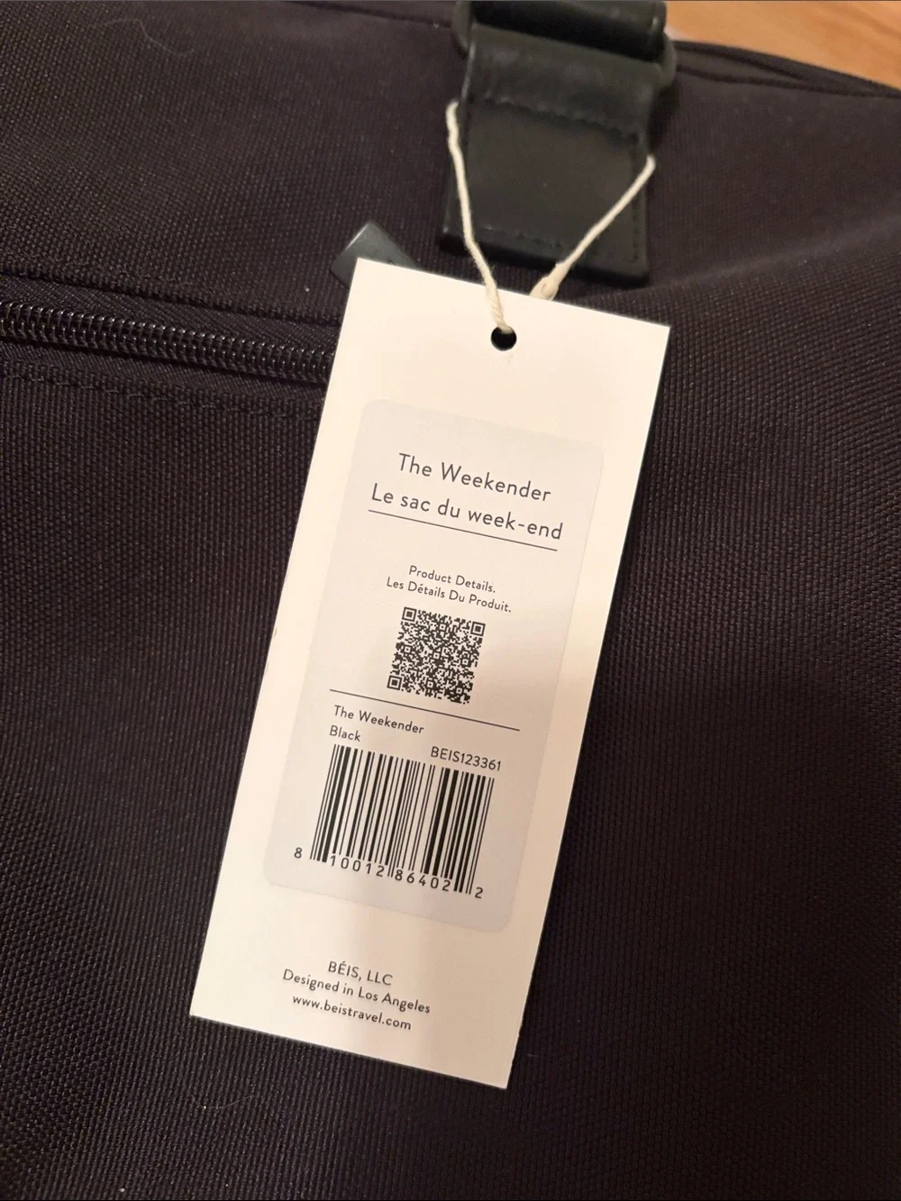 Beis Weekender Bag. Brand new. Black